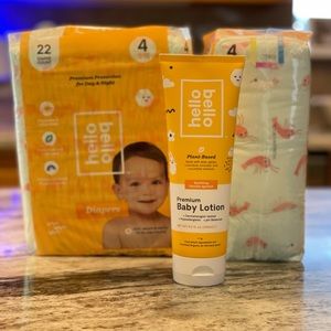 Hello Bello Whippersnappers Size 4 Diapers Vanilla Apricot Soothing Baby Lotion